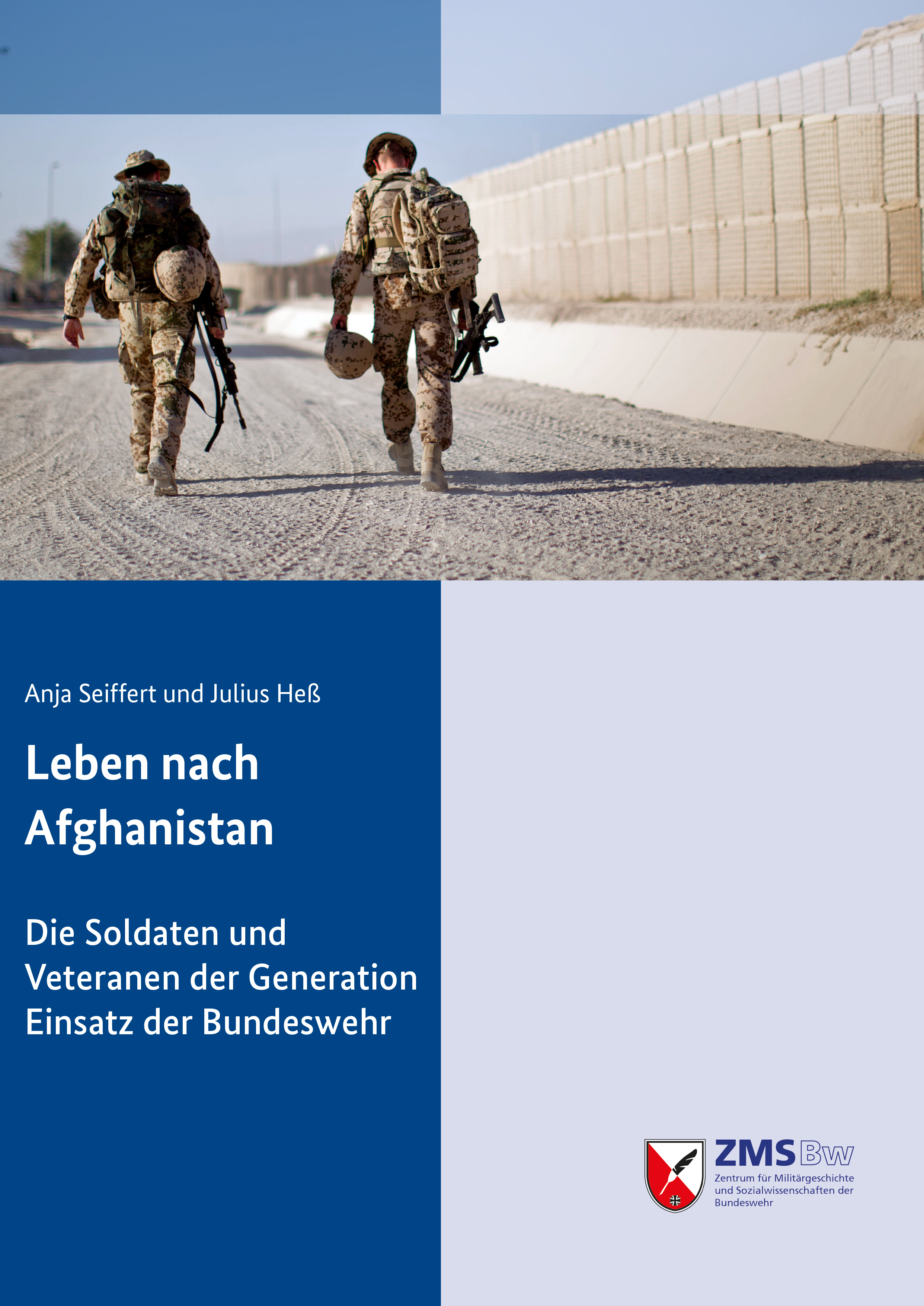 Cover des Buches Leben nach Afgahanistan, zwei Soldaten laufen neben einer Schutzmauer