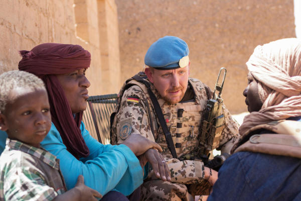 Soldaten von der Objektschutzkompanie patrouillieren in Gao/Mali im Rahmen der Mission MINUSMA, am 01.03.2019.