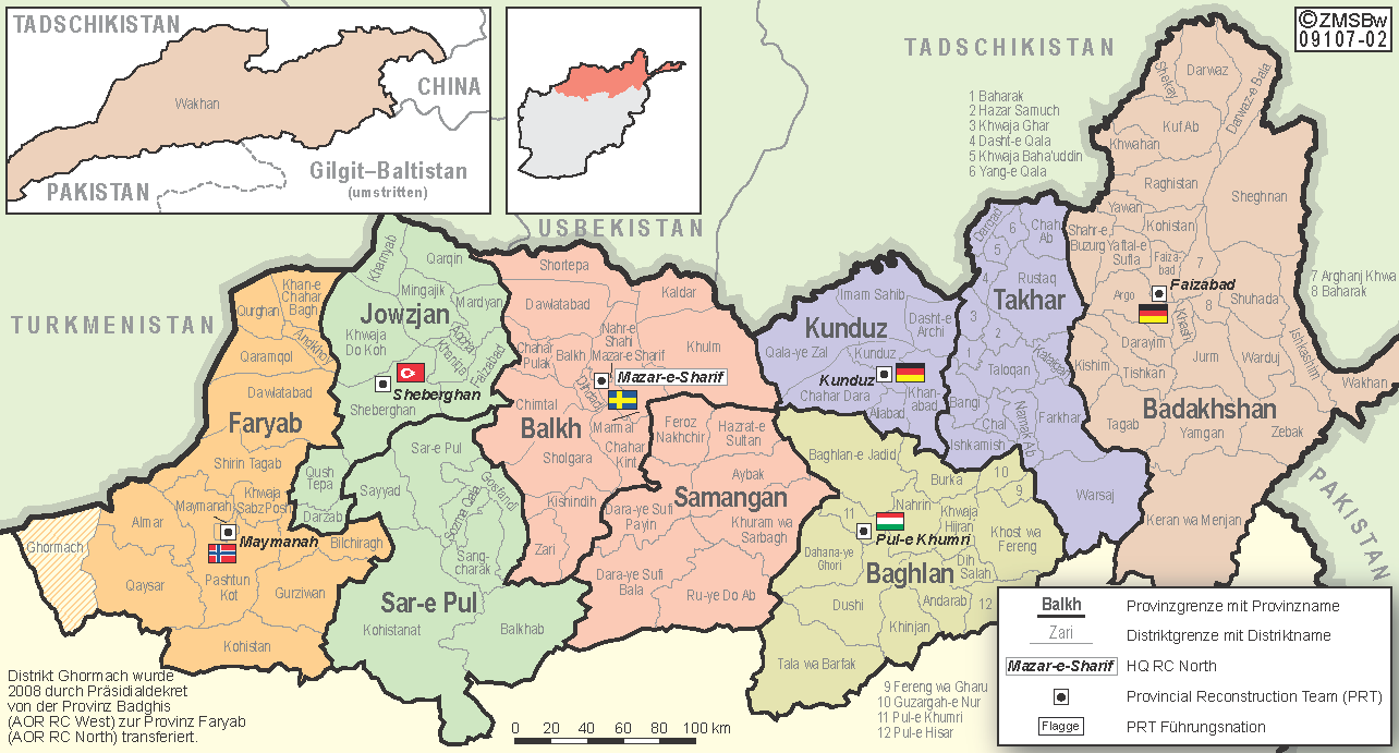 Flaggen der jeweiligen Führungsnationen der jeweiligen Provinical Reconstruction Teams der ISAF