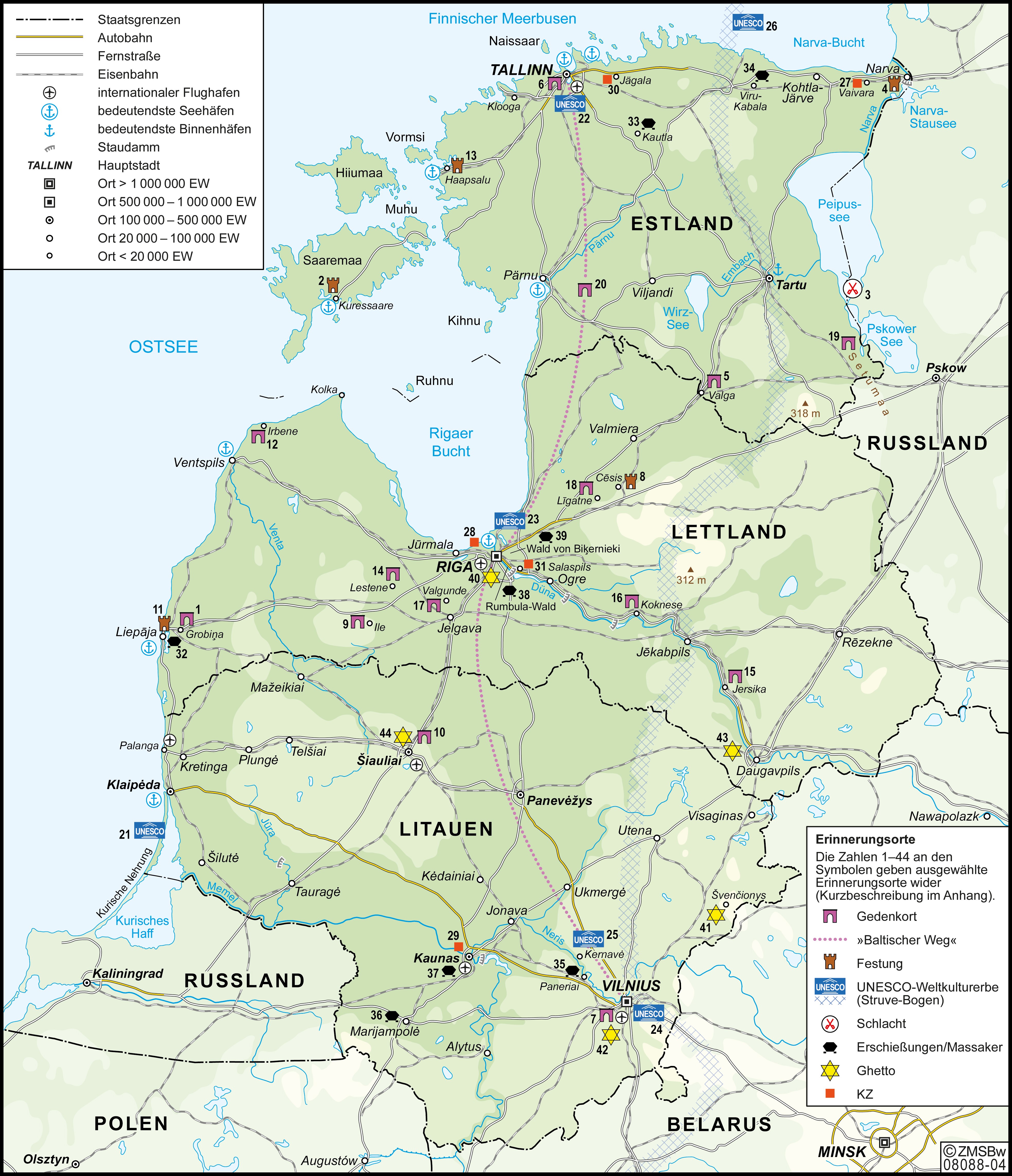 geographische Kartenansicht Litauen in den Grenzen nach 1991