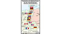schematische Darstellung der Stationierung von Streitkräften der Bündnispartner entlang der innerdeutschen Grenze