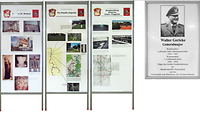 Auf drei großen Stellwänden wird mit Fotos und Grafiken über Altenstadt informiert.