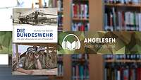 Buchcover mit einem Schwarz- weiß Foto eines Starfighter 104 und einem aktuellem Foto zweier Soldaten die etwas beobachten