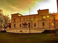 Main building of Villa Ingenheim in sepia effect