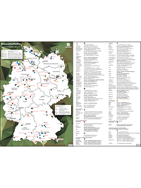 Landkarte mit Standorten der Ausstellungen und Legende