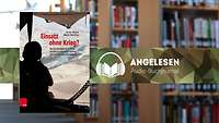 Buchcover: Ein Soldat (dunkel und nur von hinten zu sehen) sitzt in einem Flugzug und schaut von oben auf das Land.