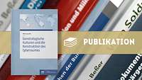 Collage aus Buchcover Geostrategische Kulturen und einer Buchreihe im Hintergrund 