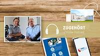 zwei Männer in Uniform vor einem Mikrofon