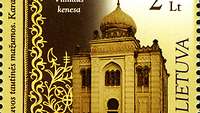 Briefmarke mit dem Bild einer Synagoge