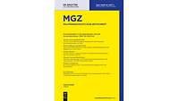 Typografisches Cover der MGZ vorwiegend gelb, mit blau und grau 