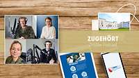 Foto 2 Frauen und 2 Männer mit Kopfhörer vor Mikrofon im Podcastraum